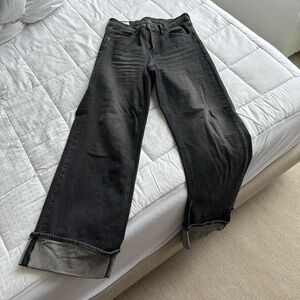 Gray wide leg pants with cuff